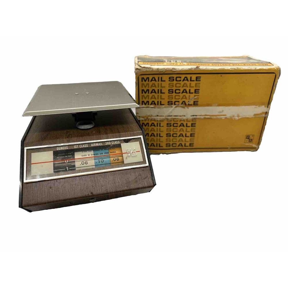 Vintage 1972 PARK SHERMAN Postal Scale Wood Grain With Original Box *Working*